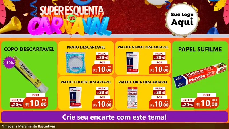 Modelo de TV para TV Horizontal com o tema Super Esquenta de Carnaval para Embalagens