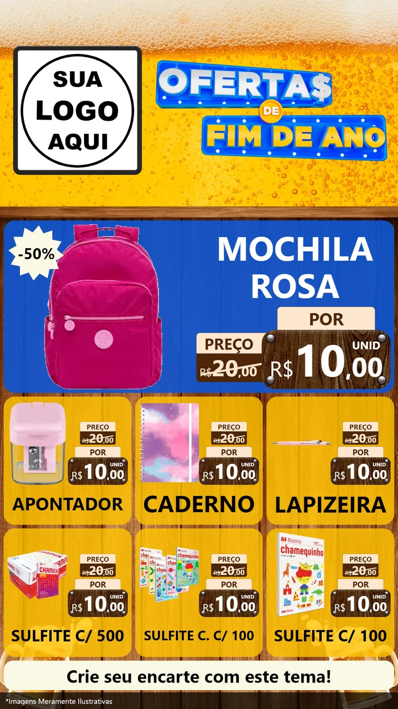 Modelo de Rede Social para Stories com o tema Ofertas de Fim de Ano para Papelaria