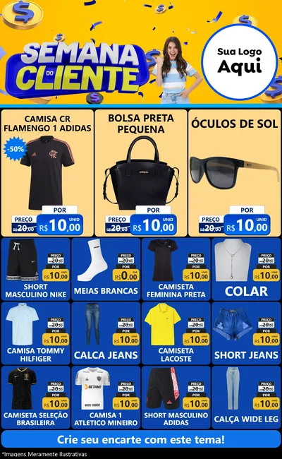 Modelo de Encarte para Encarte Grande com o tema Semana do Cliente para Roupas e acessórios
