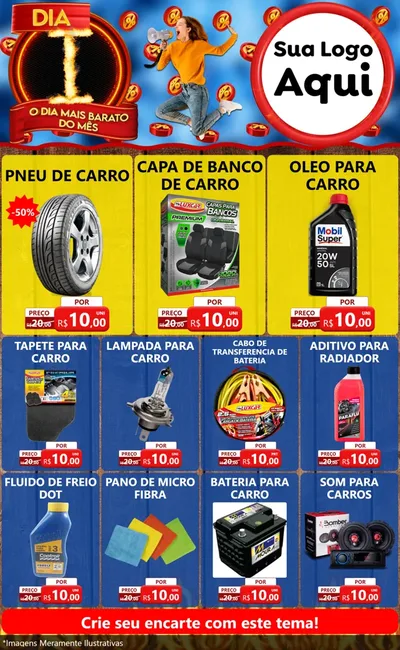 Modelo de Encarte para Encarte Grande com o tema Dia I - O Dia Mais Barato Do Mês para Auto peças