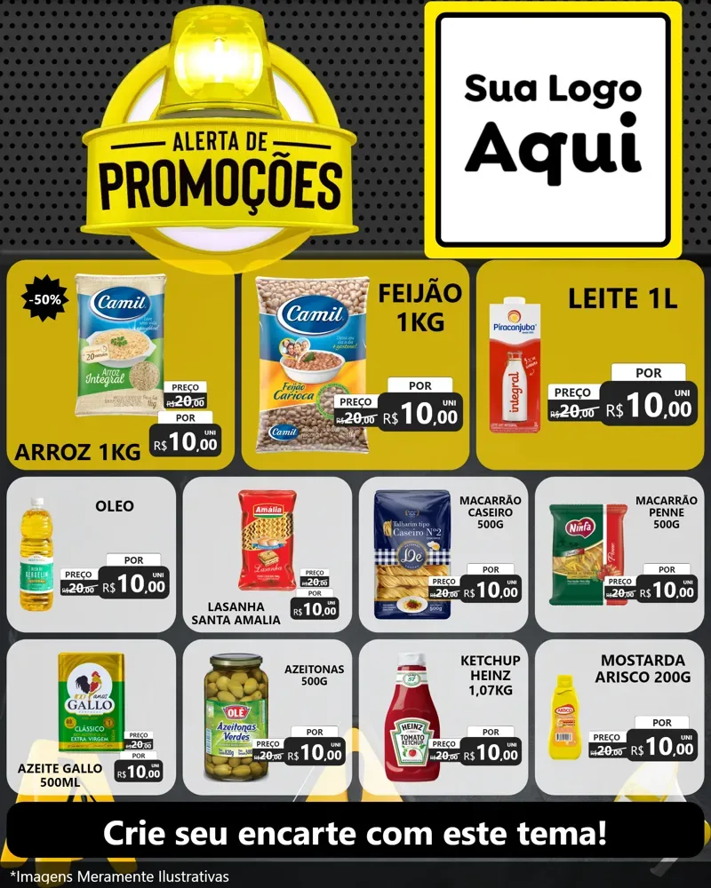 Modelo de Rede Social para Feed Instagram com o tema Alerta de Promoções para Supermercado