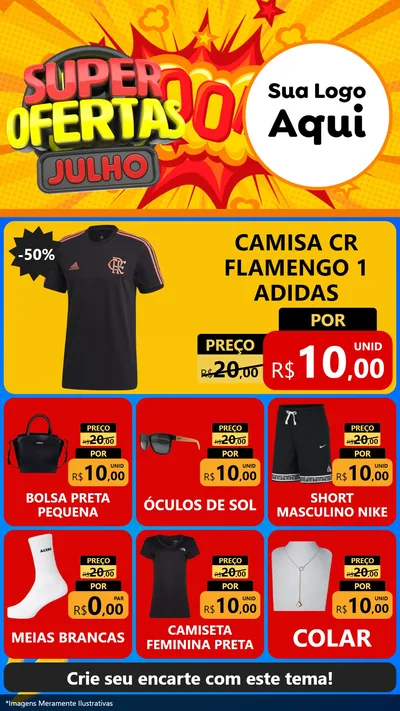 Modelo de Rede Social para Stories com o tema Super Ofertas Julho para Roupas e acessórios