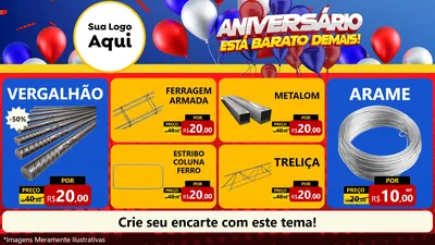 Modelo de TV para TV Horizontal com o tema Aniversário para Ferragens