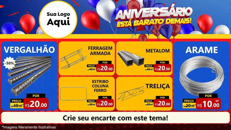Modelo de TV para TV Horizontal com o tema Aniversário para Ferragens