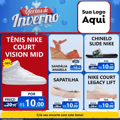 Modelo de Rede Social para Feed Facebook com o tema Ofertas de Inverno para Calçados