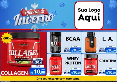Modelo de Encarte para Encarte A4 Horizontal com o tema Ofertas de Inverno para Suplementos alimentares