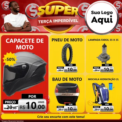 Modelo de Rede Social para Feed Facebook com o tema Super Terça Imperdível para Moto peças