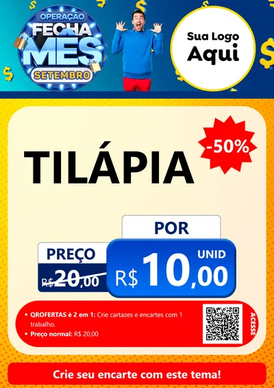 Modelo de Cartaz para Cartaz A4 Vertical com o tema Operação Fecha Mês Setembro para Peixaria