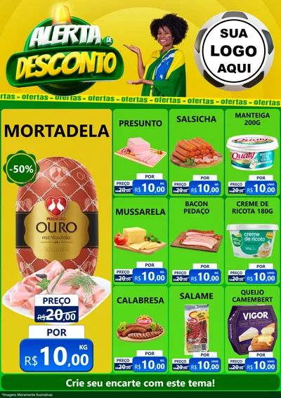 Modelo de Encarte para Encarte A4 Vertical com o tema Alerta de Desconto para Frios e Laticínios