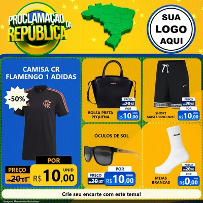 Modelo de Rede Social para Feed Facebook com o tema Proclamação da República para Roupas e acessórios