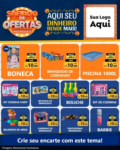 Modelo de Rede Social para Feed Instagram com o tema Sábado de Ofertas Imperdíveis para Brinquedos