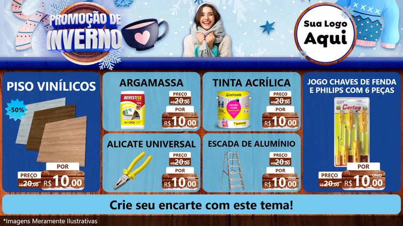 Modelo de TV para TV Horizontal com o tema Promoção de Inverno para Material para Construção