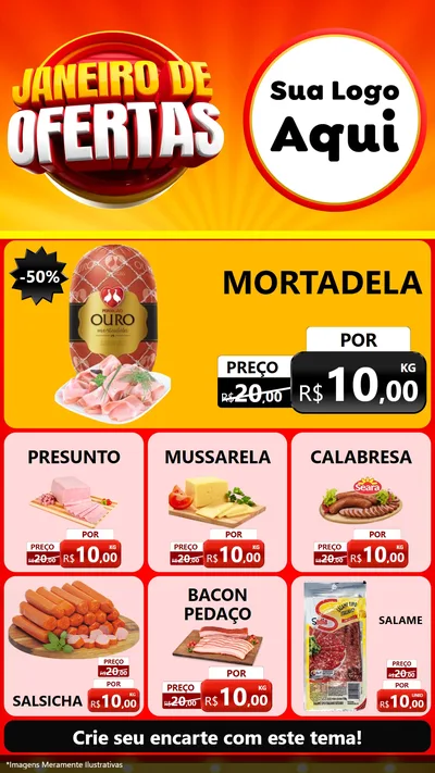 Modelo de Rede Social para Stories com o tema Janeiro de Ofertas para Frios e Laticínios