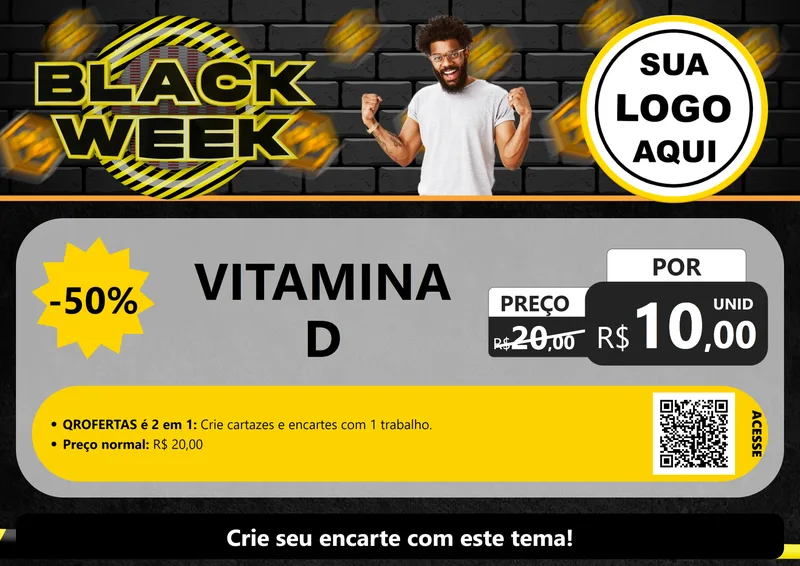 Modelo de Cartaz para Cartaz A4 Horizontal com o tema Black Week para Farmácia