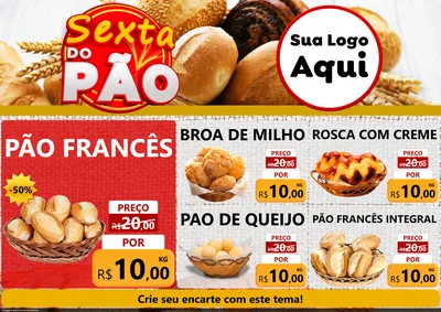 Modelo de Encarte para Encarte A4 Horizontal com o tema Sexta do Pão para Padaria
