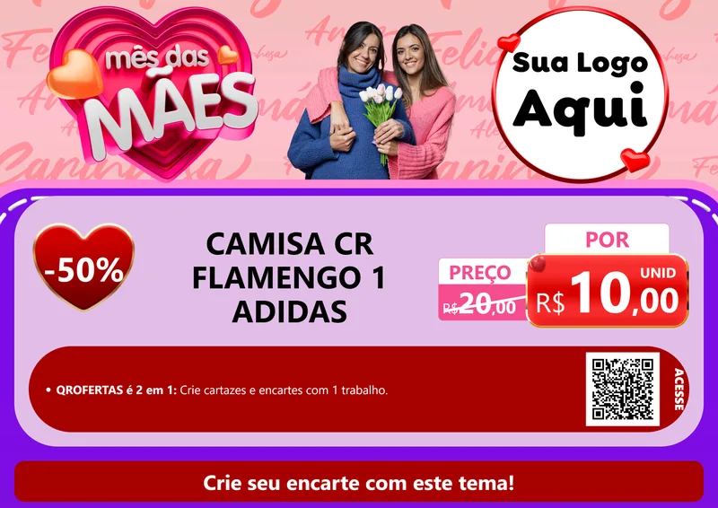 Modelo de Cartaz para Cartaz A4 Horizontal com o tema Mês Das Mães para Roupas e acessórios