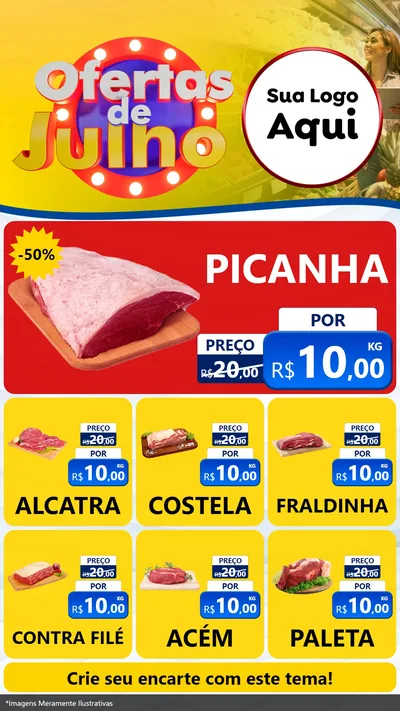 Modelo de Rede Social para Stories com o tema Ofertas de Julho para Açougue