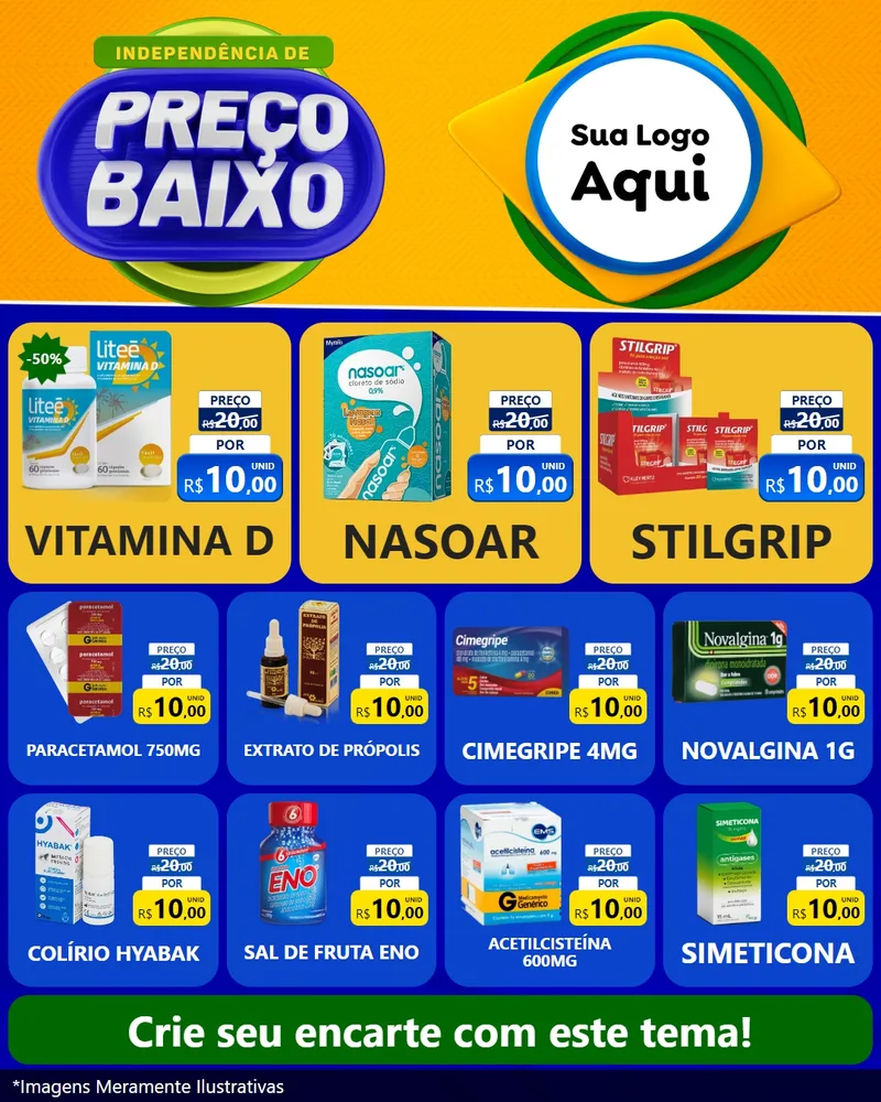Modelo de Rede Social para Feed Instagram com o tema Independência de Preço Baixo para Farmácia