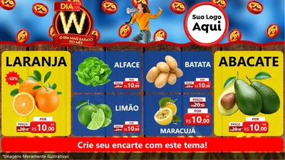 Modelo de TV para TV Horizontal com o tema Dia W - O Dia Mais Barato Do Mês para Hortifrúti
