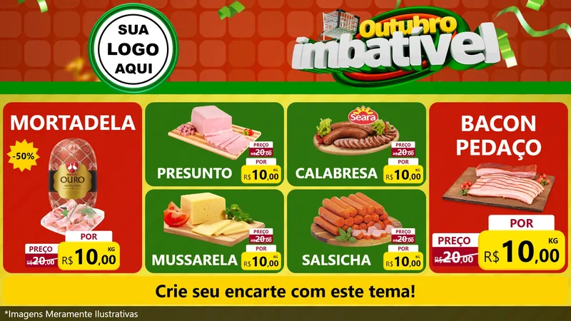 Modelo de TV para TV Horizontal com o tema Outubro Imbatível para Frios e Laticínios
