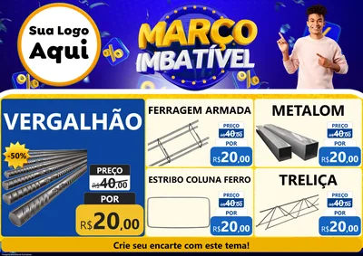 Modelo de Encarte para Encarte A4 Horizontal com o tema Março Imbatível para Ferragens