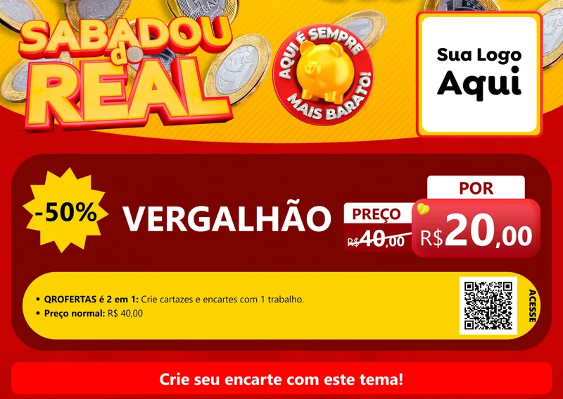 Modelo de Cartaz para Cartaz A4 Horizontal com o tema Sabadou do Real para Ferragens