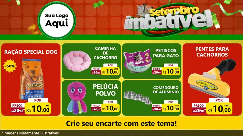 Modelo de TV para TV Horizontal com o tema Setembro Imbatível para Pet Shop