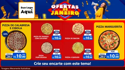 Modelo de TV para TV Horizontal com o tema Ofertas de Janeiro para Pizzaria