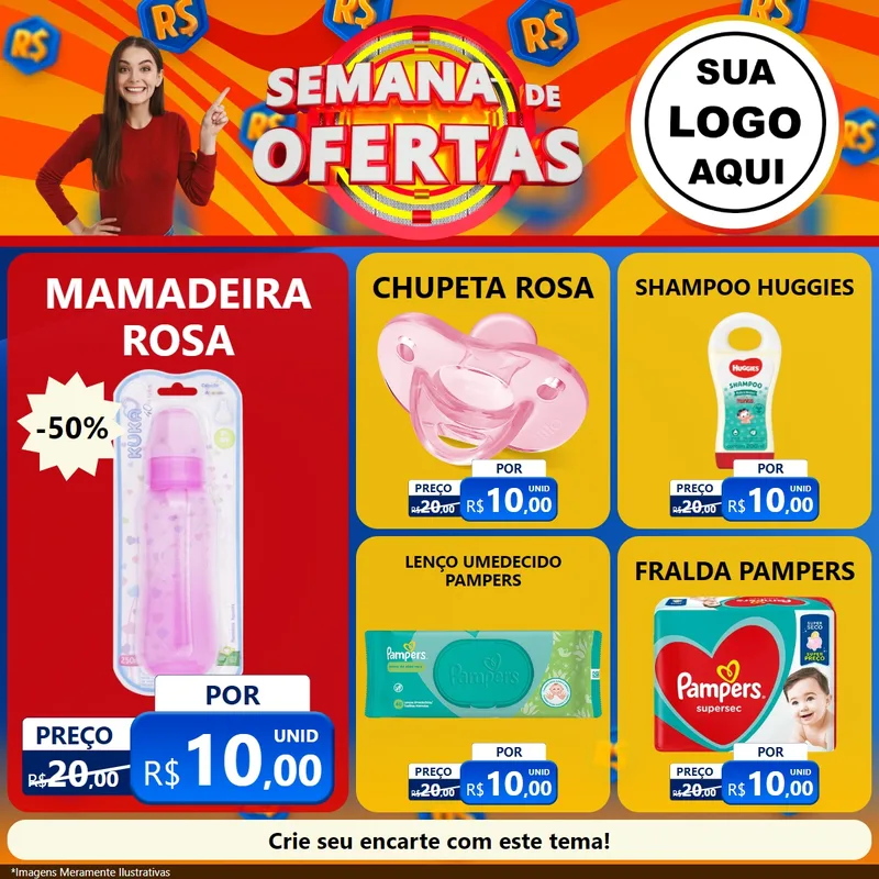 Modelo de Rede Social para Feed Facebook com o tema Semana de Ofertas para Bebês