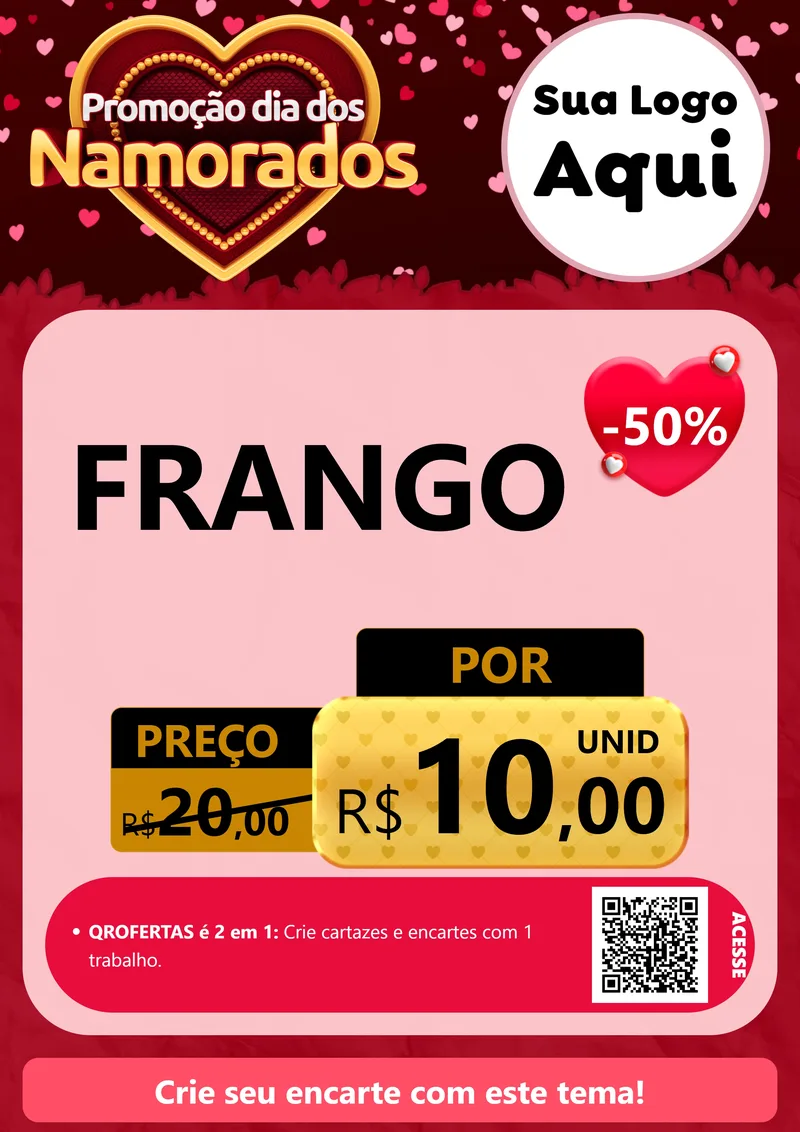 Modelo de Cartaz para Cartaz A4 Vertical com o tema Promoção Dia Dos Namorados para Assados