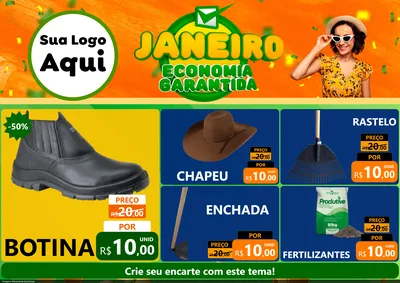 Modelo de Encarte para Encarte A4 Horizontal com o tema Janeiro - Economia Garantida para Agropecuária
