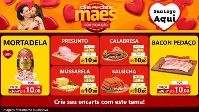 Modelo de TV para TV Horizontal com o tema Dia das Mães com Promoção para Frios e Laticínios