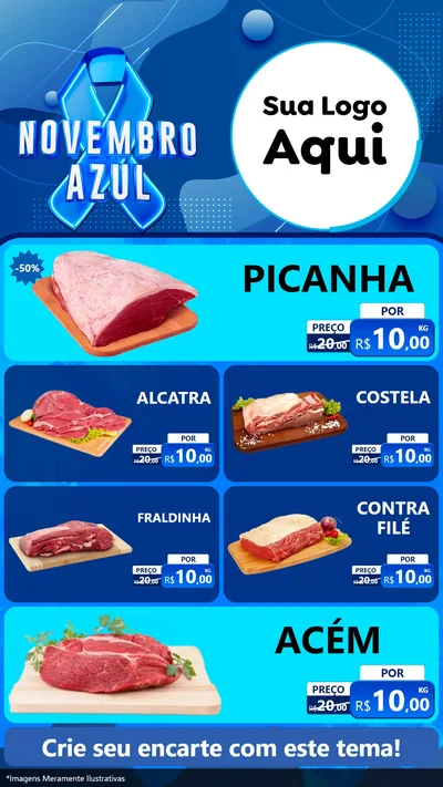 Modelo de TV para TV Vertical com o tema Novembro Azul para Açougue