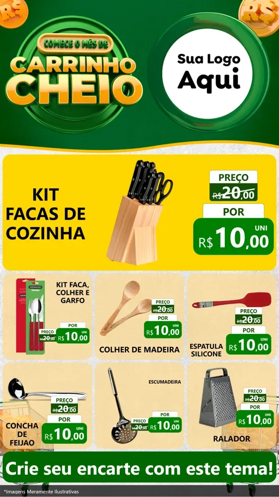 Modelo de Rede Social para Stories com o tema Carrinho Cheio para Utilidades Domésticas