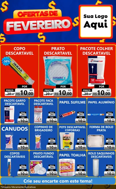 Modelo de Encarte para Encarte Grande com o tema Ofertas de Fevereiro para Embalagens