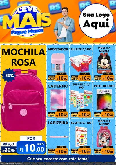 Modelo de Encarte para Encarte A4 Vertical com o tema Leve Mais, Pague Menos para Papelaria