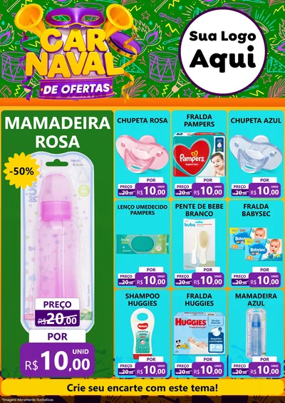 Modelo de Encarte para Encarte A4 Vertical com o tema Carnaval de Ofertas para Bebês
