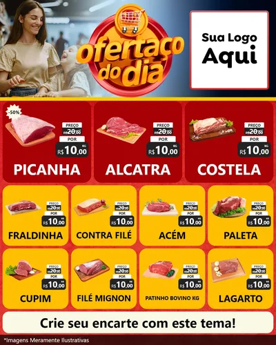 Modelo de Rede Social para Feed Instagram com o tema Ofertaço Do Dia para Açougue