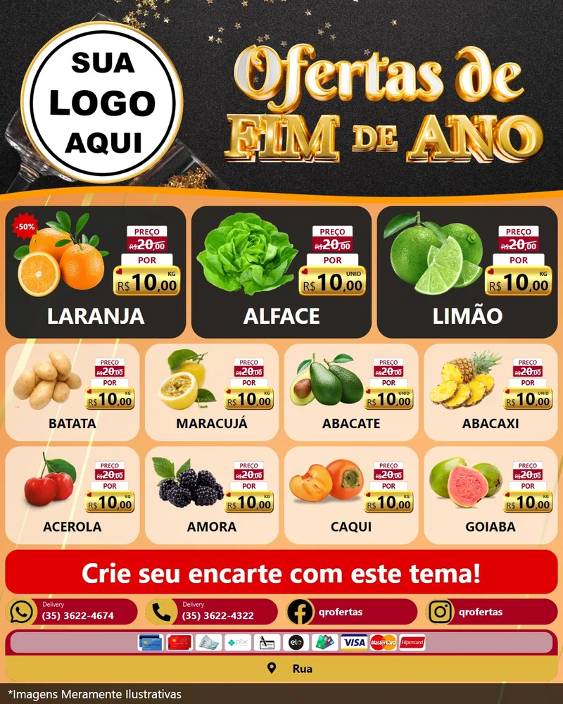 Modelo de Rede Social para Feed Instagram com o tema Ofertas de Fim de Ano para Hortifrúti