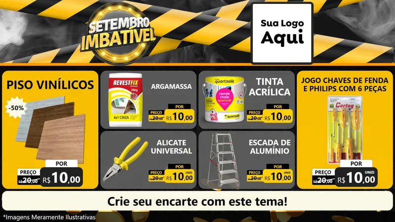 Modelo de TV para TV Horizontal com o tema Setembro Imbatível para Material para Construção