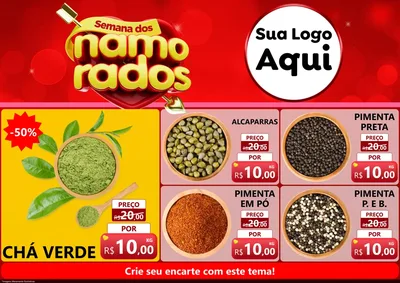 Modelo de Encarte para Encarte A4 Horizontal com o tema Semana dos namorados para Produtos Naturais