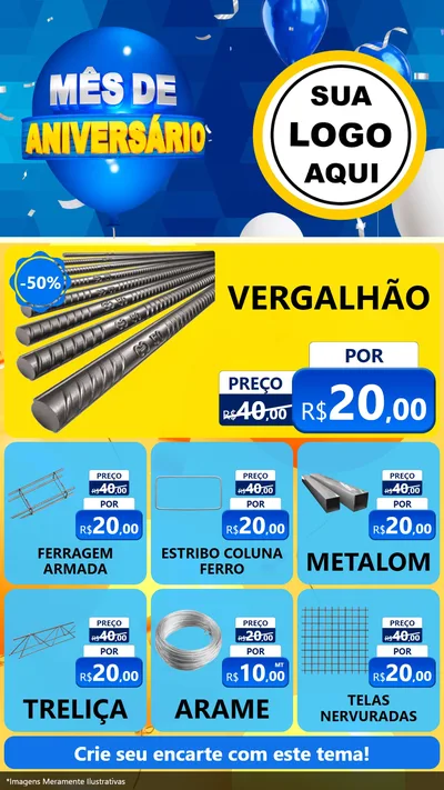 Modelo de Rede Social para Stories com o tema Mês de Aniversário para Ferragens