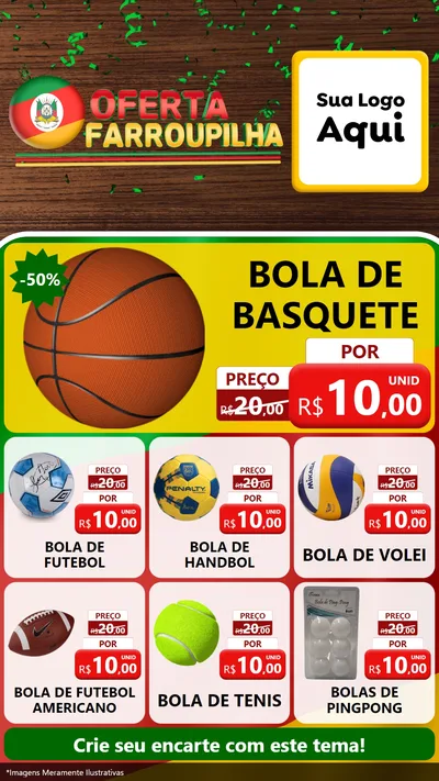Modelo de Rede Social para Stories com o tema Oferta Farroupilha para Artigos Esportivos