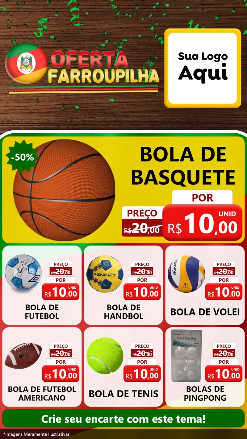 Modelo de Rede Social para Stories com o tema Oferta Farroupilha para Artigos Esportivos