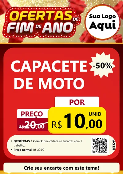 Modelo de Cartaz para Cartaz A4 Vertical com o tema Ofertas de Fim de Ano para Moto peças