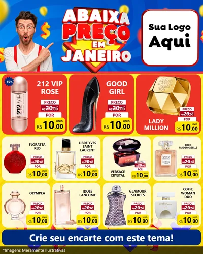 Modelo de Rede Social para Feed Instagram com o tema Abaixa Preço em Janeiro para Perfumes