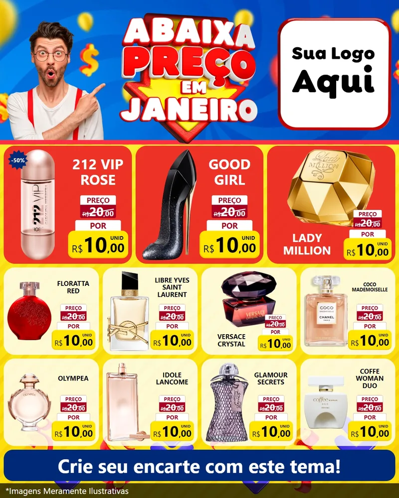 Modelo de Rede Social para Feed Instagram com o tema Abaixa Preço em Janeiro para Perfumes