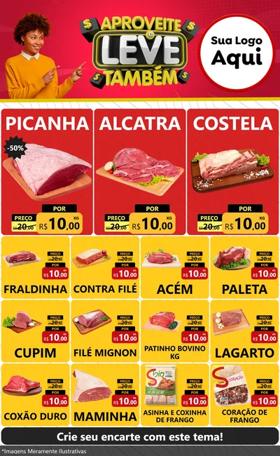 Modelo de Encarte para Encarte Grande com o tema Aproveite e Leve Também para Açougue