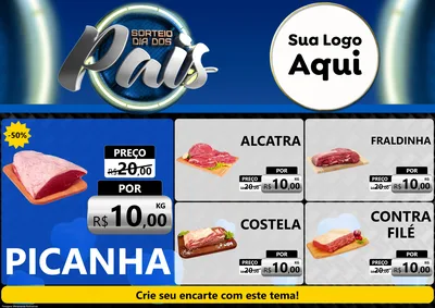 Modelo de Encarte para Encarte A4 Horizontal com o tema Sorteio Dia Dos Pais para Açougue