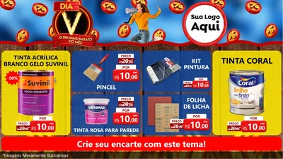 Modelo de TV para TV Horizontal com o tema Dia V - O Dia Mais Barato Do Mês para Tintas e Ferramentas